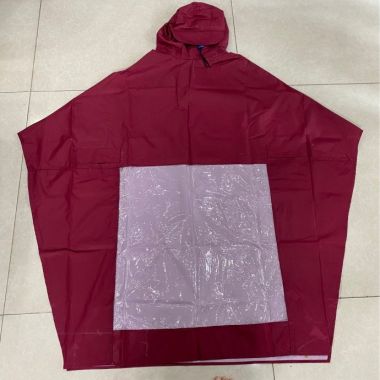 Áo Mưa Trùm Đầu Màu Đỏ Đô Có Kính – Quà Tặng Doanh Nghiệp In Logo Theo Yêu Cầu