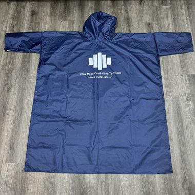 Áo Mưa Doanh Nghiệp Màu Xanh Đậm – Quà Tặng Thương Hiệu In Logo Theo Yêu Cầu