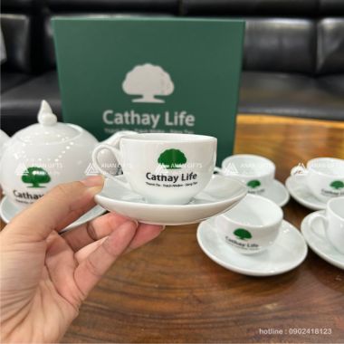 Bộ Bình Trà Bưởi Bát Tràng Hộp Xi Lụa Xanh - Quà Tặng Cao Cấp