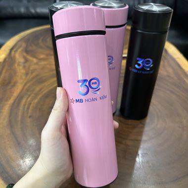 Bình Giữ Nhiệt Nắp Vặn Tròn In Logo Theo Yêu Cầu