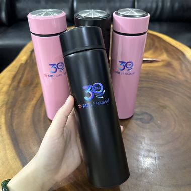 Bình Giữ Nhiệt Nắp Vặn Tròn In Logo Theo Yêu Cầu