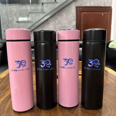 Bình Giữ Nhiệt Nắp Vặn Tròn In Logo Theo Yêu Cầu