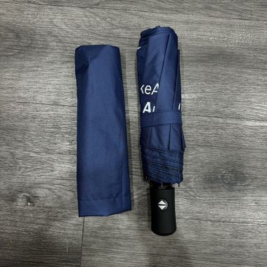 Ô Dù Gấp Gọn Màu Xanh Navy – Tay Cầm Nhựa Đen In Logo Doanh Nghiệp