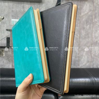 SỔ BÌA DA MAY CHỈ - SỔ BÌA DA KHỔ A5 IN LOGO THEO YÊU CẦU