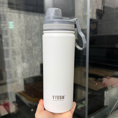 Bình Giữ Nhiệt TYESO Màu Trắng In Logo – Quà Tặng Doanh Nghiệp Hiện Đại, Sang Trọng