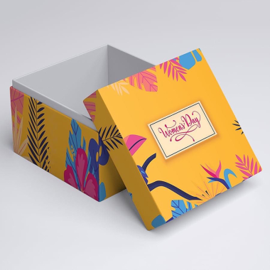 Hộp quà cao cấp họa tiết hoa nổi 3D – nắp rời, in logo theo yêu cầu