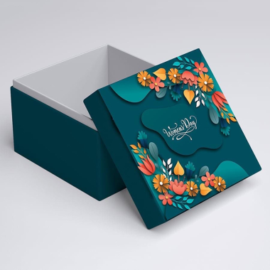Hộp quà cao cấp họa tiết hoa nổi 3D – nắp rời, in logo theo yêu cầu