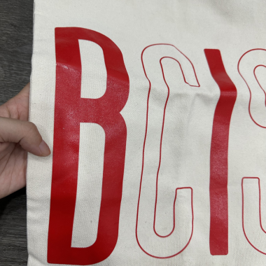 TÚI VẢI CANVAS MÀU TRẮNG QUAI XANH – NHẬN IN LOGO THEO YÊU CẦU