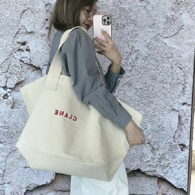 Túi vải canvas đeo vai cỡ lớn, phong cách thời trang, bền đẹp