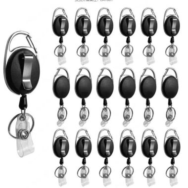 Cuộn Dây Đeo Thẻ Móc Khóa Kim Loại – Badge Reel Đen In Logo Theo Yêu Cầu