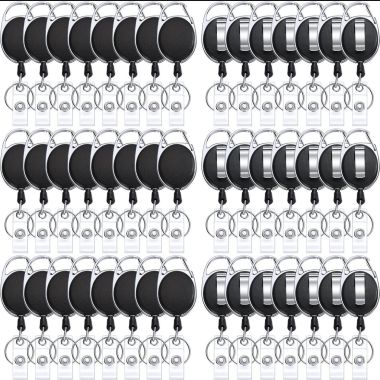 Cuộn Dây Đeo Thẻ Móc Khóa Kim Loại – Badge Reel Đen In Logo Theo Yêu Cầu