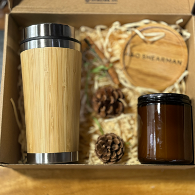 Bộ Quà Tặng Ly Bọc Da - Nến Thơm - Đế Lót Ly | In Logo Theo Yêu Cầu