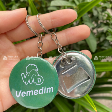 Móc Khóa Nhựa Tròn Kiêm Mở Nắp Chai In Logo Quảng Cáo