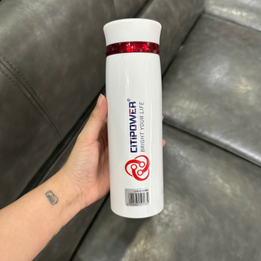 Bình Giữ Nhiệt Trắng Nắp Đỏ In Logo – Quà Tặng Sang Trọng Theo Yêu Cầu