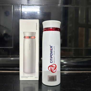 Bình Giữ Nhiệt Trắng Nắp Đỏ In Logo – Quà Tặng Sang Trọng Theo Yêu Cầu