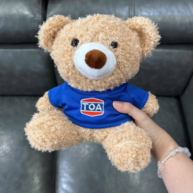 Gấu Bông Mặc Áo Xanh In Logo – Quà Tặng Thương Hiệu Dễ Thương