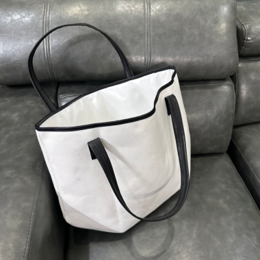 Túi Tote Vải Canvas Viền Đen Kèm Túi Phụ In Logo Theo Yêu Cầu