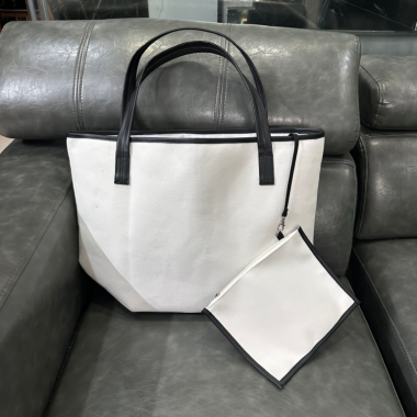 Túi Tote Vải Canvas Viền Đen Kèm Túi Phụ In Logo Theo Yêu Cầu