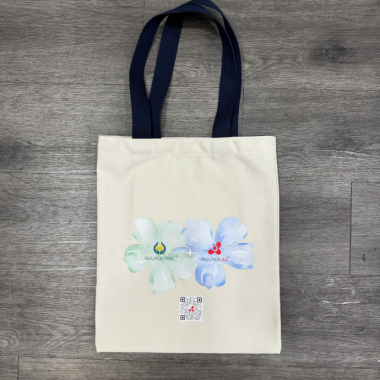 Túi tote vải canvas quai đeo dài in hình hoa in logo