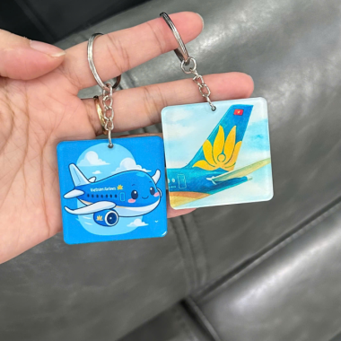 Móc Khóa Nhựa Hoạt Hình Tiếp Viên Máy Bay Dễ Thương – In Logo Theo Yêu Cầu