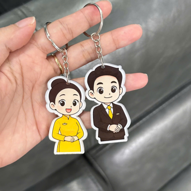 Móc Khóa Nhựa Hoạt Hình Tiếp Viên Máy Bay Dễ Thương – In Logo Theo Yêu Cầu