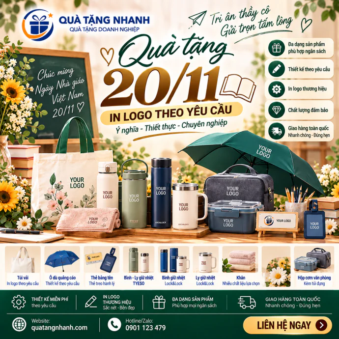 Quà Tặng 20/11 In Logo Theo Yêu Cầu: Top Quà Tri Ân Thầy Cô Ý Nghĩa, Thiết Thực & Chuyên Nghiệp