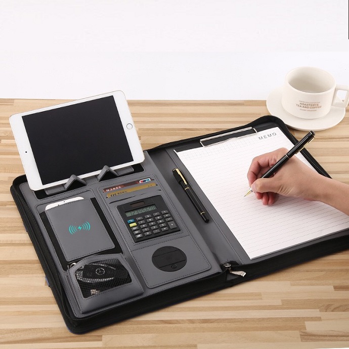 Bìa Folder Đa Năng Thông Minh - Tích Hợp Sạc Dự Phòng và Dây Sạc Tiện Lợi