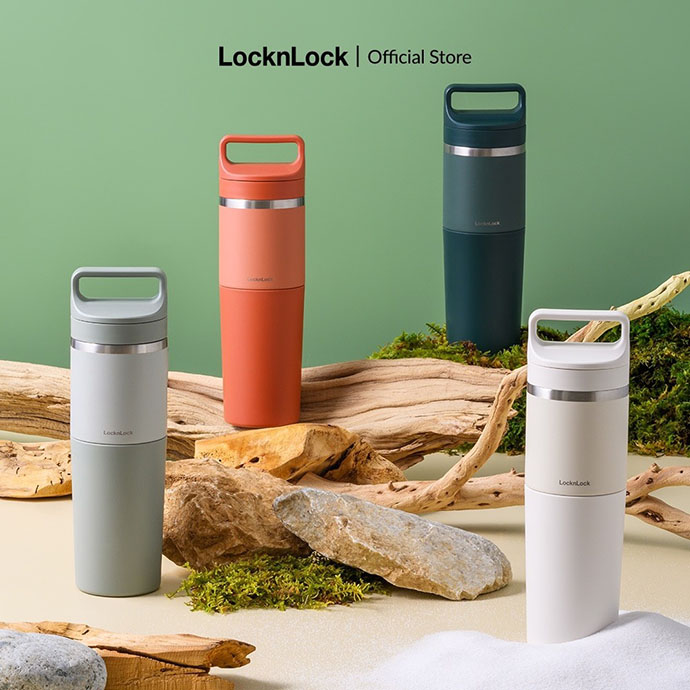 Bình Giữ Nhiệt 2‑in‑1 LocknLock LHC4332 600 ml + Ly 400 ml In Logo Theo Yêu Cầu