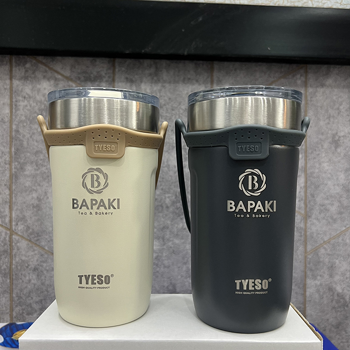Ly Giữ Nhiệt Tyeso 530ml Có Quai Silicon Khắc Logo Theo Yêu Cầu
