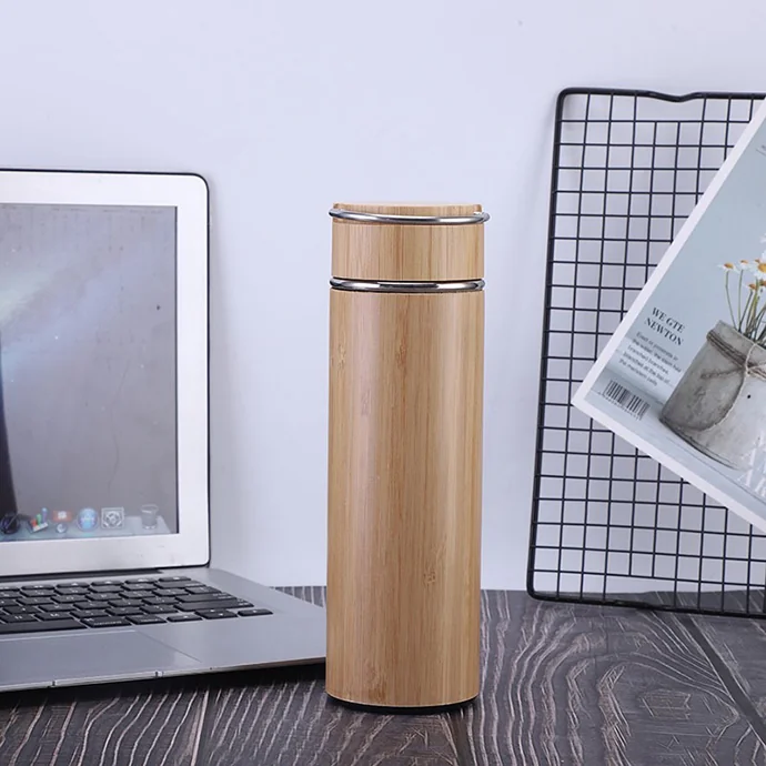 Bình Nước Ống Tre 450ml – Lõi Inox 304 Khắc Logo Theo Yêu Cầu