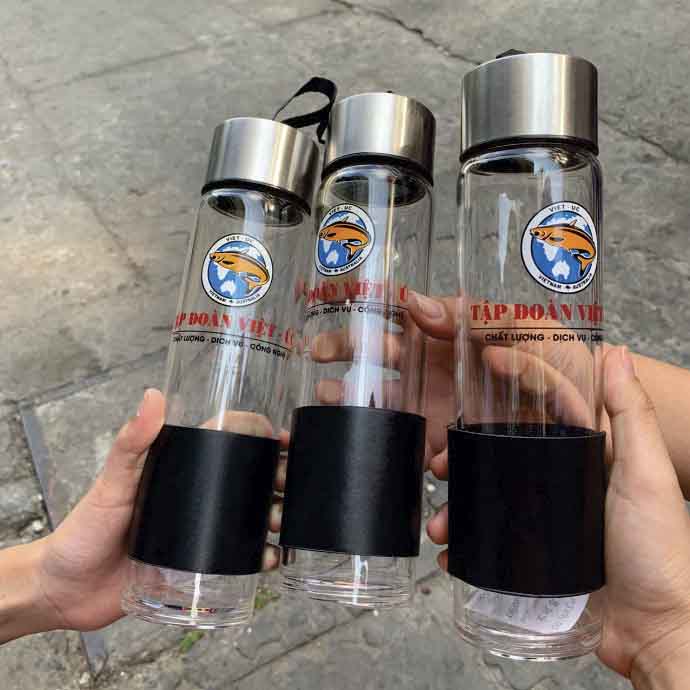 Chai Thủy Tinh Quà Tặng Doanh Nghiệp – Chai Nắp Inox Cao Cấp 450ml