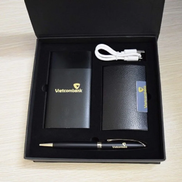 Bộ Giftset Ví & Name Card Vietcombank - Quà Tặng Cao Cấp, In Logo