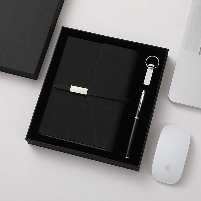 Bộ Quà Tặng Doanh Nghiệp Cao Cấp – Sổ Tay Có Khoá, Bút Kim Loại & USB In Logo