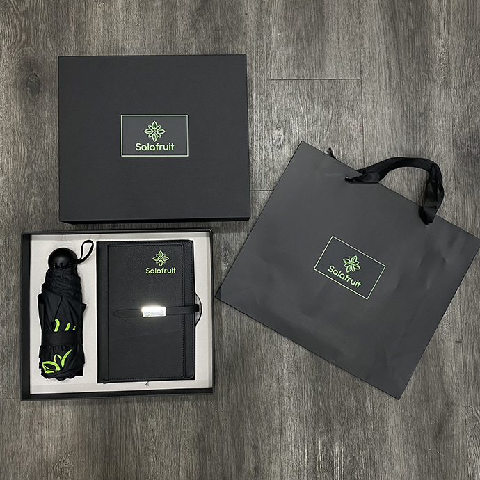 Bộ Quà Tặng Doanh Nghiệp Salafruit – Sổ Da & Ô Dù Cao Cấp