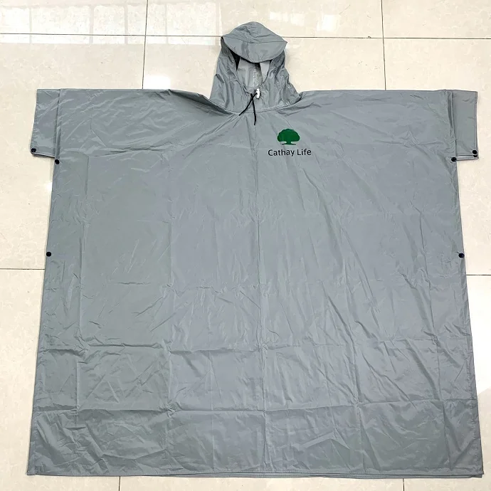 Áo Mưa Poncho Màu Xám In Logo Theo Yêu Cầu – Quà Tặng Doanh Nghiệp