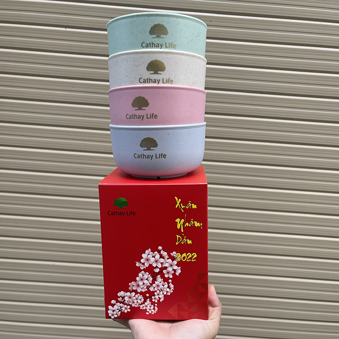 Bộ Quà Tặng 4 Chén Lúa Mạch In Logo – Quà Tặng Cao Cấp, Thân Thiện Môi Trường