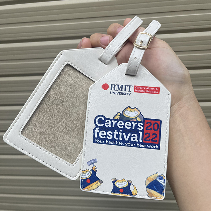 Thẻ Hành Lý Da PU Màu Trắng In Logo - Quà Tặng Doanh Nghiệp Cao Cấp