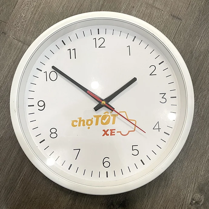 Đồng Hồ Trắng Treo Tường In Logo Chợ Tốt - Thiết Kế Đẹp, Giá Rẻ