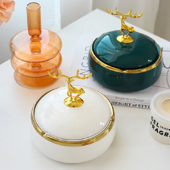 Gạt Tàn Thuốc Gốm Sứ Viền Vàng Cao Cấp – In Logo Quà Tặng Khách Hàng