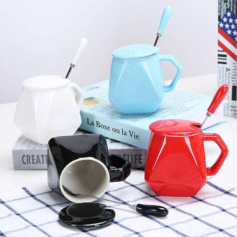 Ly Sứ Tráng Men 280ml Kèm Nắp Và Muỗng In Logo Theo Yêu Cầu