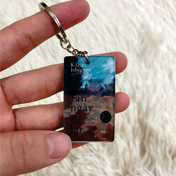 Móc Khóa Mica Hình Sách Màu Xanh Nâu – In Hình Theo Yêu Cầu