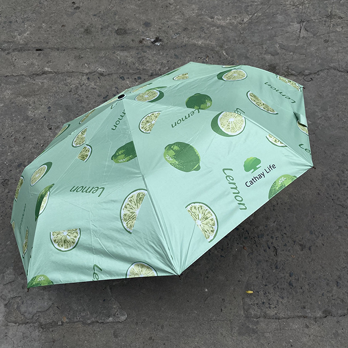 Ô Dù Gấp Gọn Họa Tiết Chanh Xanh – Dù Quà Tặng Quảng Cáo Trẻ Trung