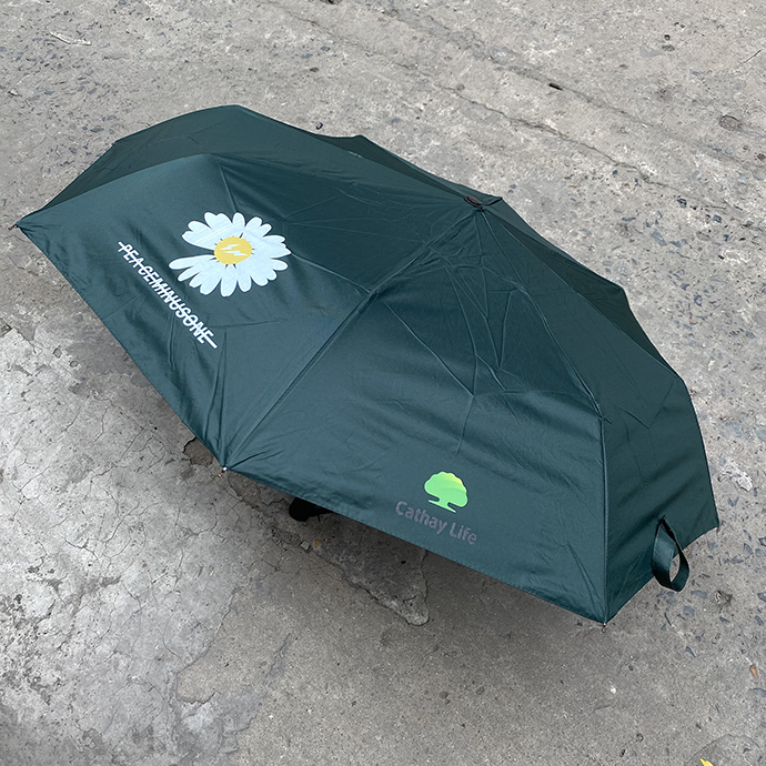 Ô Dù Gấp Gọn Màu Xanh Đậm In Hoa Cúc – Dù Quảng Cáo Sang Trọng