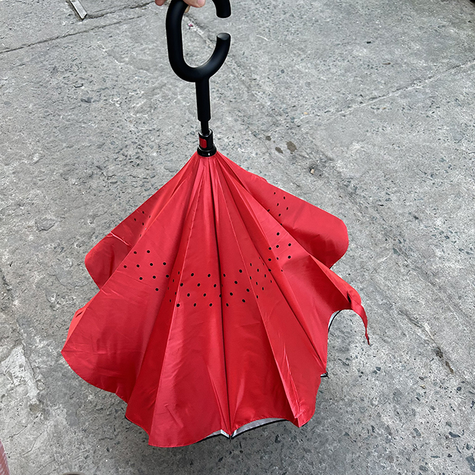 Ô Dù Ngược Cán Chữ C Màu Đỏ Tiện Lợi – Chống Thấm, Thời Trang