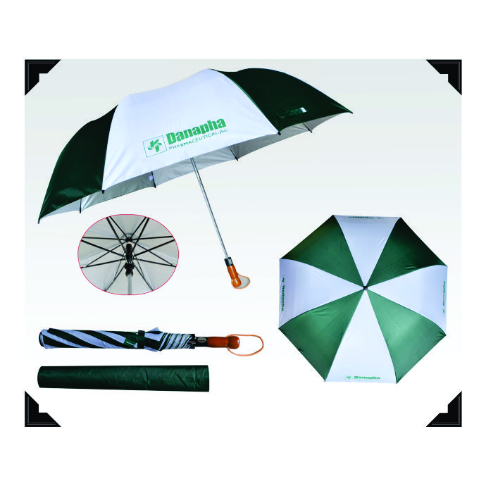 Ô Dù Cán Thẳng 2 Màu Xanh Trắng – Quà Tặng Quảng Cáo Doanh Nghiệp