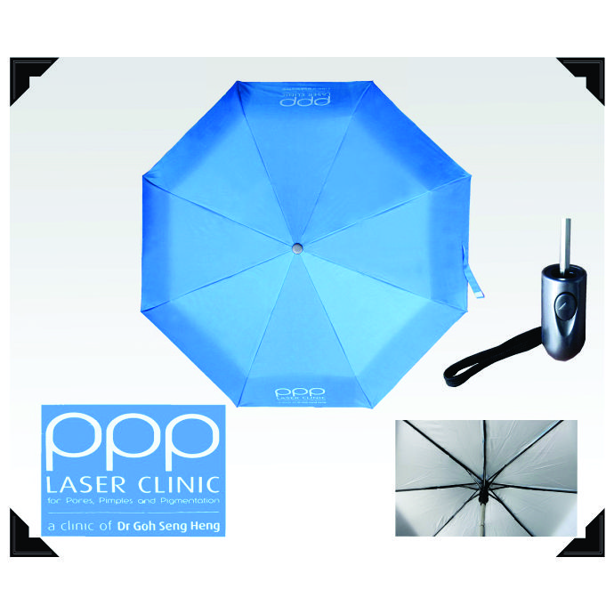 Ô Dù Gấp 3 Màu Xanh Dương – Cán Ngắn Tiện Lợi, Quà Tặng Quảng Cáo Cao Cấp