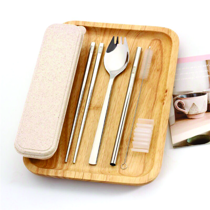 Bộ Dụng Cụ Ăn Inox 304 Cao Cấp – Muỗng Nĩa Đũa Ống Hút v