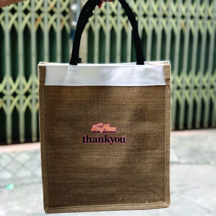 Túi Vải Bố Viền Trắng Quai Đen – Tote Vải Bố Đứng Thời Trang