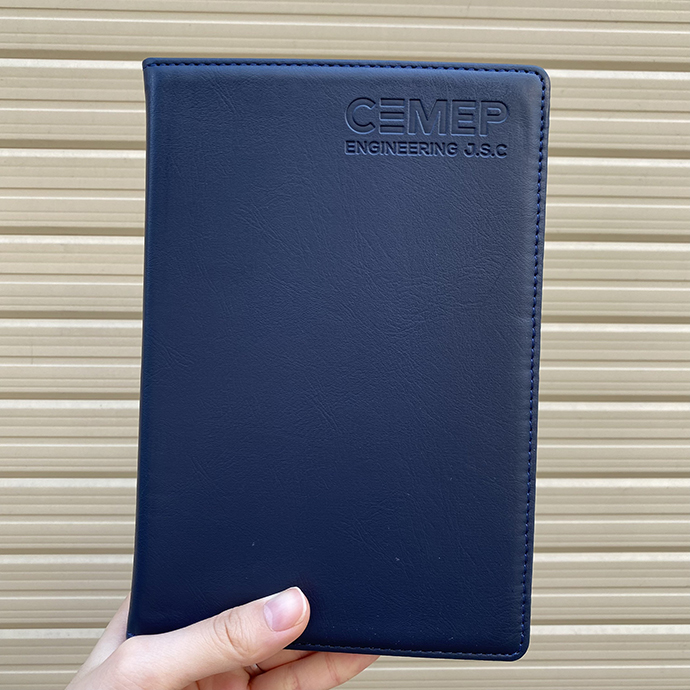 Sổ Bìa Da Màu Xanh Dương In Logo Doanh Nghiệp – Sổ Tay Quà Tặng Cao Cấp