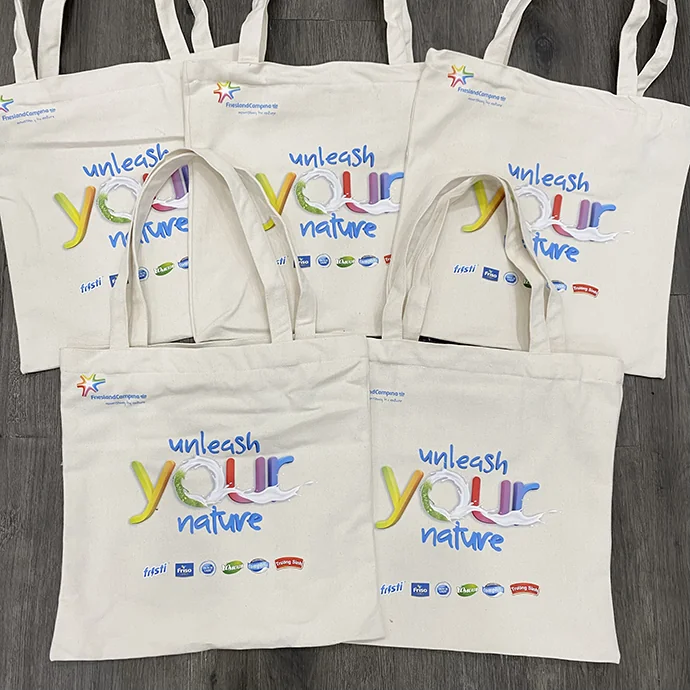 TÚI CANVAS IN LOGO THEO YÊU CẦU – TÚI VẢI BỐ TRẮNG QUÀ TẶNG DOANH NGHIỆP